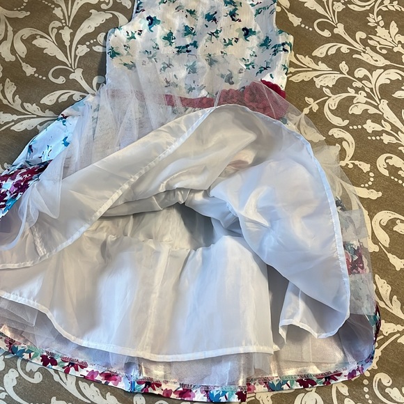 “Dressed Up” by Gymboree white spring dress with Teal and Magenta flowers sz 6 - Picture 5 of 11